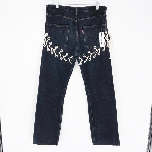 Levi's Women's Black Jeans with White Lace Detail - Picture 1 of 8